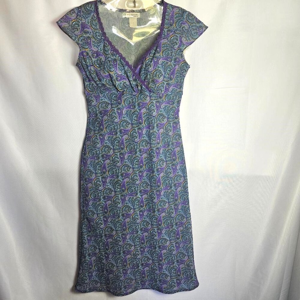Vintage Y2K Wanted Clothing Company Slip Dress Large Blue Purple Paisley Size 3